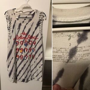 The Rolling Stones Gray and Red Tie-Dye Tank